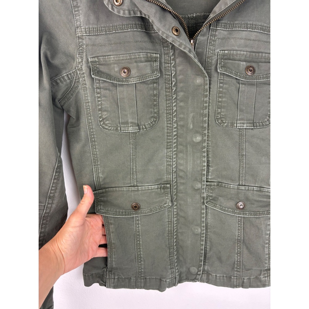 Kensie Jeans Olive Military Utility Jacket Size Small Cotton Stretch - Picture 7 of 13